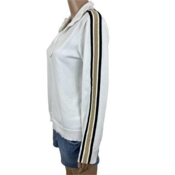L-RL Lauren Active Ralph Lauren black and gold striped sleeves pullover Large - Picture 3 of 7